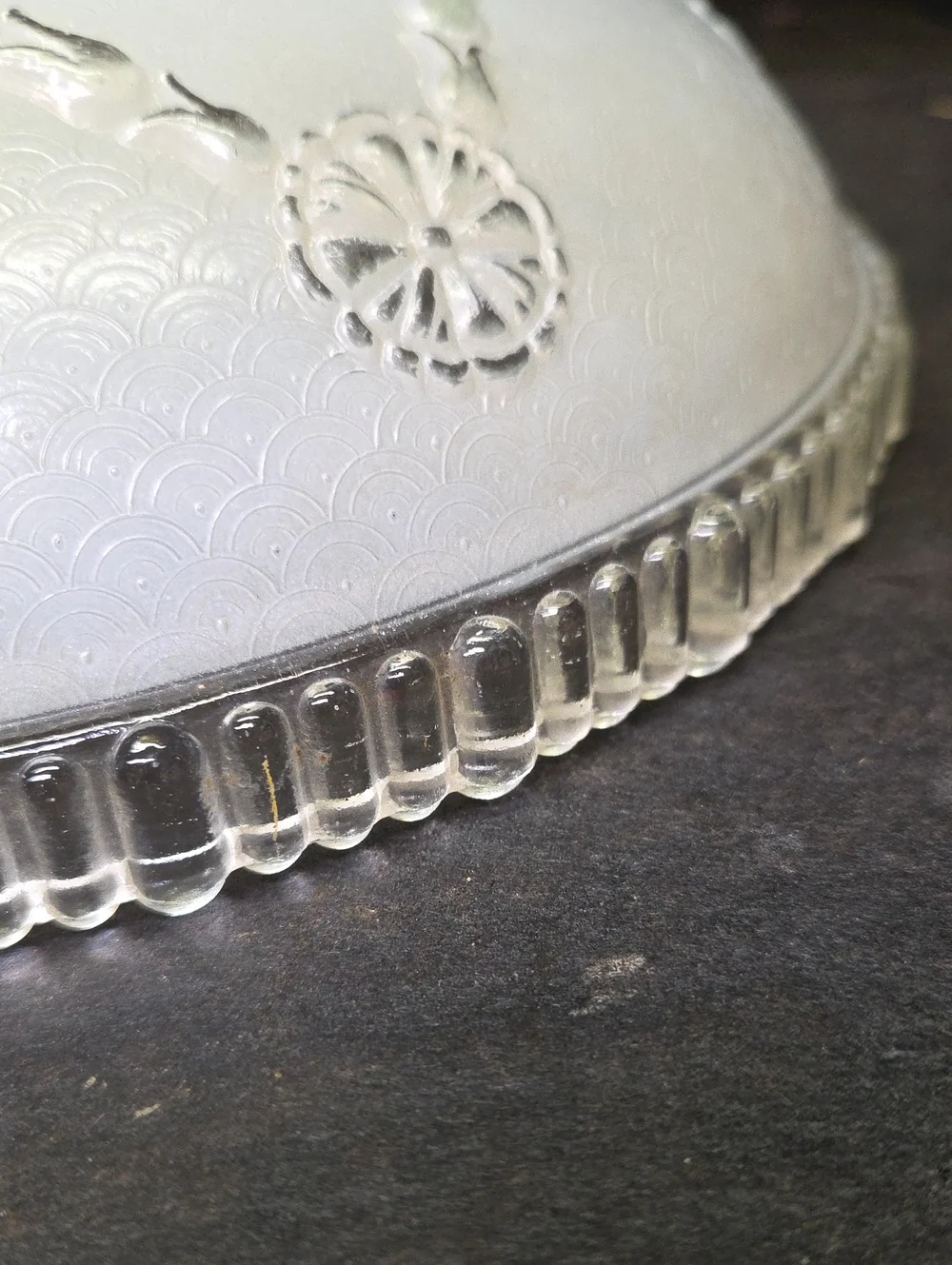 Vintage Art Deco or MCM Glass Ceiling Cover Light Shade